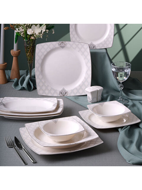 GÜRAL PORSELEN Caroline 54 Parça 12 Kişilik Yemek Takımı 5993 - S000302572-37646