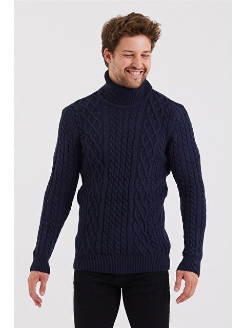 Tarz Cool Erkek Örgü Desenli Triko Kazak - S000152866-21164