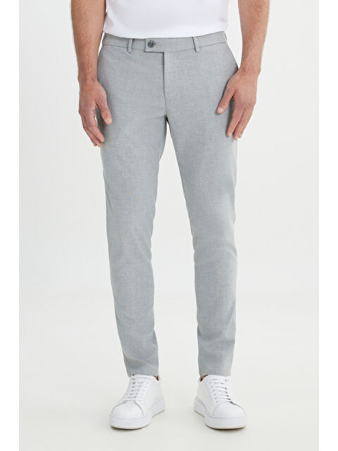 AC&Co / Altınyıldız Classics Erkek Gri Slim Fit İtalyan Kesim Yan Cepli Esnek Casual Pantolon - S000394432-20600