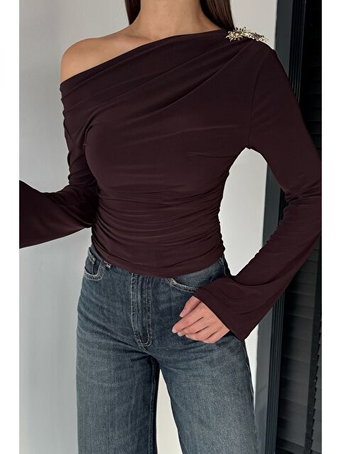 Gülseli Kadın Bel Büzgülü Güneş Aksesuarlı Bluz - S000469820-19413