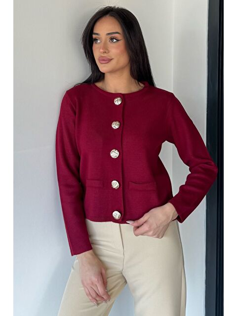 Gülseli Kadın Düğme Detaylı Triko Ceket - S000469797-19951