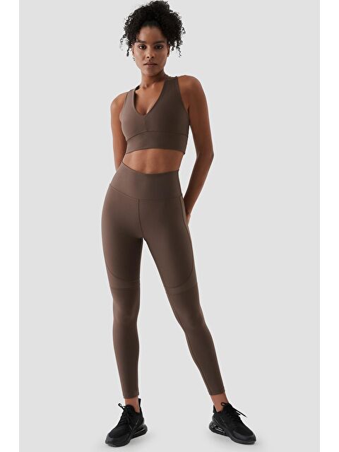 Superstacy Yvonne Parlak Parça Detaylı Acı Kahve Spor Tayt - S000221465-19413