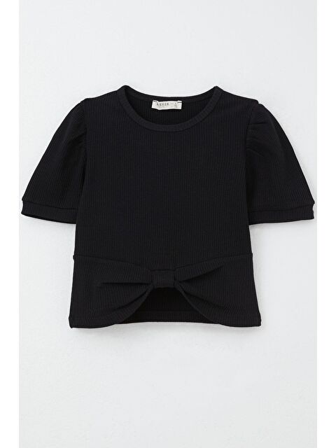 Breeze Kız Çocuk Crop Tişört Göbek Dekolte Detaylı Siyah (8-14 Yaş) - S000180252-19351