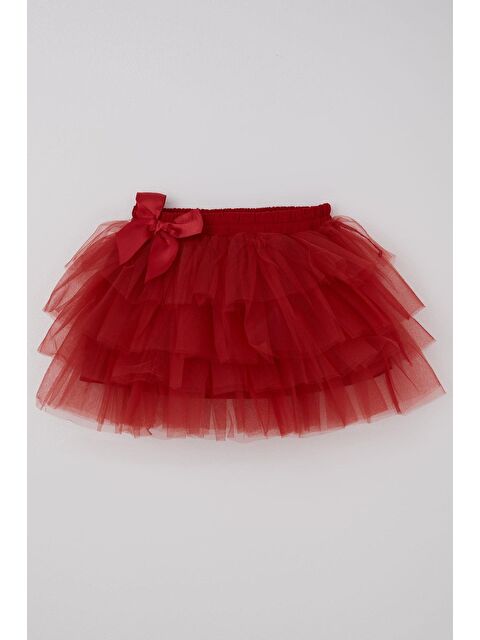 Breeze Kız Çocuk Tütü Etek Tül Detaylı Katlı Fiyonk Aksesuarlı Kırmızı (4-8 Yaş) - S000493739-20045