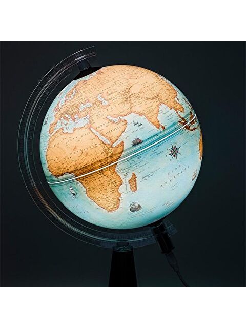 Gürbüz Led Işıklı Dünya Küresi Modern Masa Lambası - Antik - 34 cm - S000391079-19413