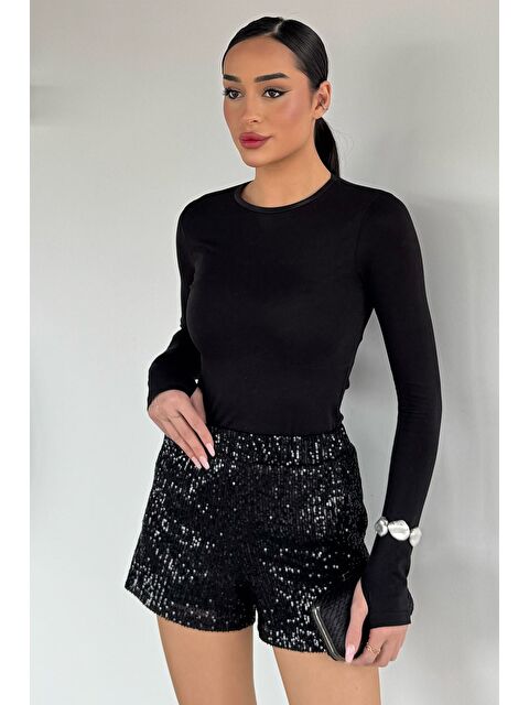 Gülseli Kadın Bel Lastikli İç Astarlı Pul Payet Şort - S000491629-19351