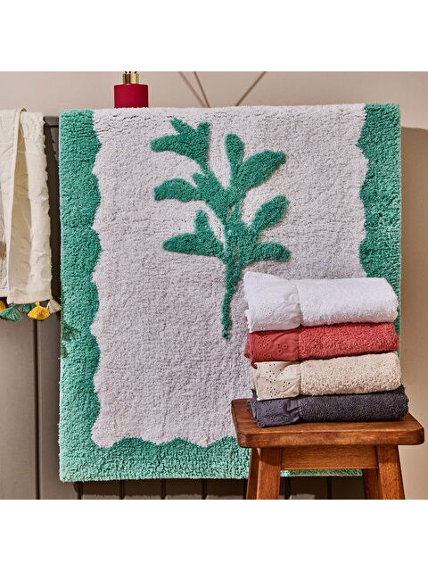Evidea Soft Granny Summer Tufting Banyo Paspası - Beyaz - 60x90 cm - S000391087-20063