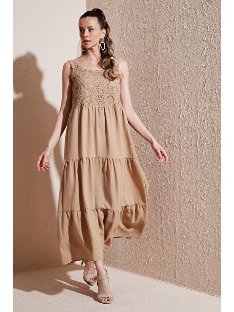 Lela Relaxed Fit Volanlı Uzun Elbise 611El010 - S000216882-26429