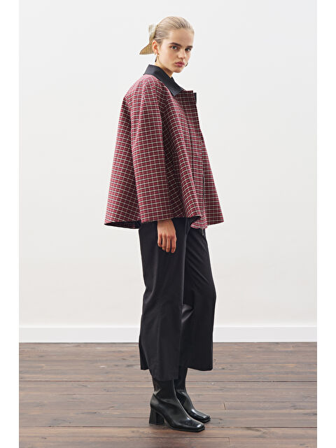 Manuka Kontrast Yakalı Trençkot Ekose - S000471159-23173