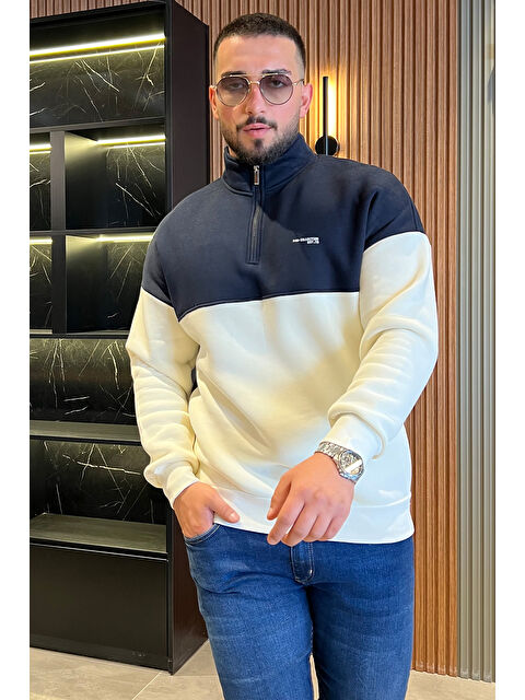 Mishar İtalia Yarım Fermuarlı Dik Yaka Üç İplik Şardonlu Erkek Sweatshirt - S000300880-6380