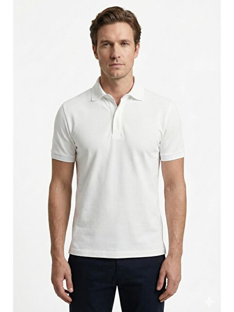 Sabri Özel Ekru Standart Fit %100 Pamuk Polo Yaka Erkek Tişört - S000525321-19965