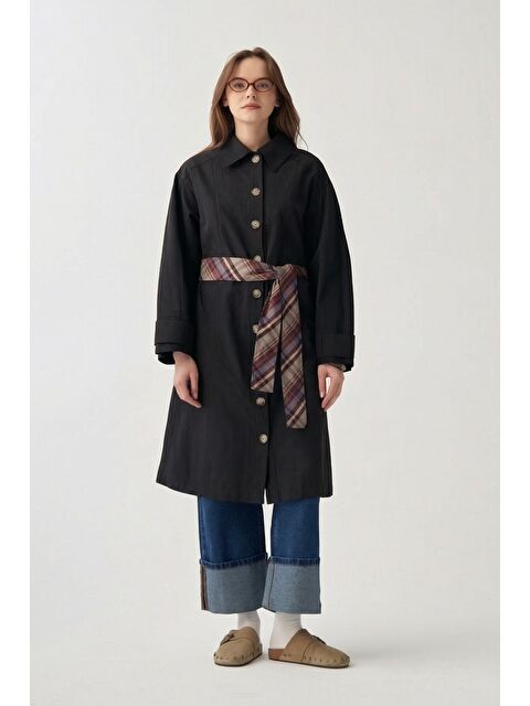 ALLDAY Siyah-Rüzgarlıklı Trençkot