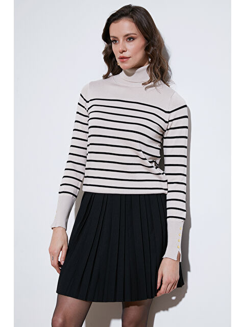 Lela Çizgili Regular Fit Balıkçı Yaka Kadın Kazak 4615565 - S000297102-19965