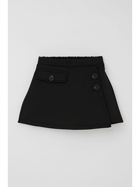 Breeze Kız Çocuk Şort Etek Cep Kapağı Detaylı Düğme Aksesuarlı Siyah (6-12 Yaş) - S000493785-19351