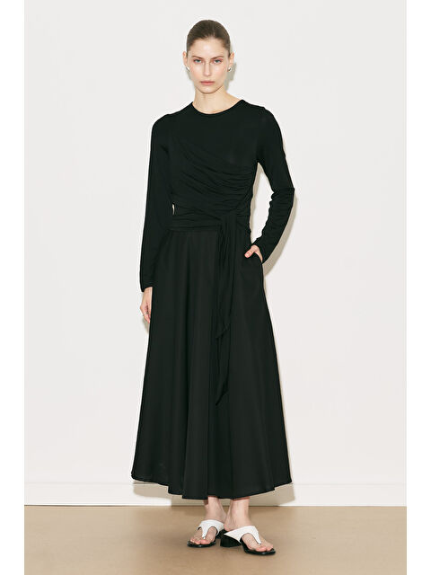 Manuka Easy Bağlamalı Elbise Siyah