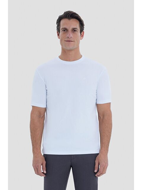 Sabri Özel Beyaz Regular Fit Bisiklet Yaka Erkek T-Shirt - S000525344-20063