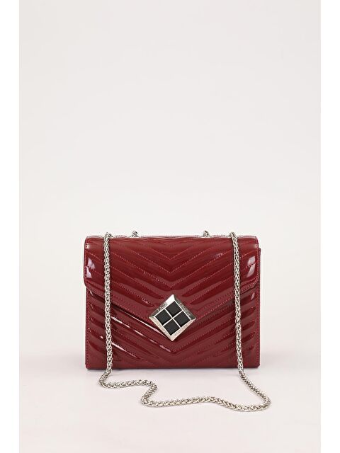 LEVİDOR Bordo Rugan Kadın Omuz Çantası 930076 - S000420224-5304