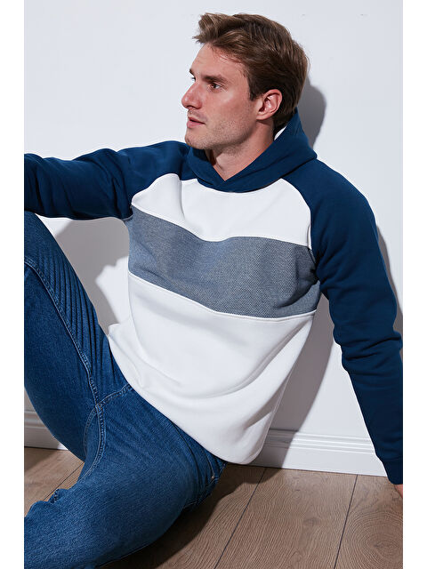Buratti Pamuklu Regular Fit Renk Bloklu Kapüşonlu  Erkek Hoodie 5905771 - S000297107-23093