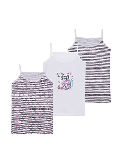 Koza İç Giyim Kız Çocuk 3'lü Çilek Desenli Atlet - S000310735-5406