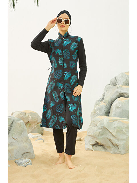 Remsa Büyük Beden Tam Kapalı Battal Tesettür Mayo 3429-30 Siyah02 - S000411796-19351