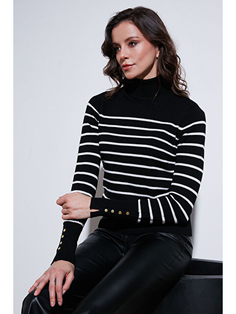 Lela Çizgili Regular Fit Balıkçı Yaka Kadın Kazak 4615565 - S000297102-19351