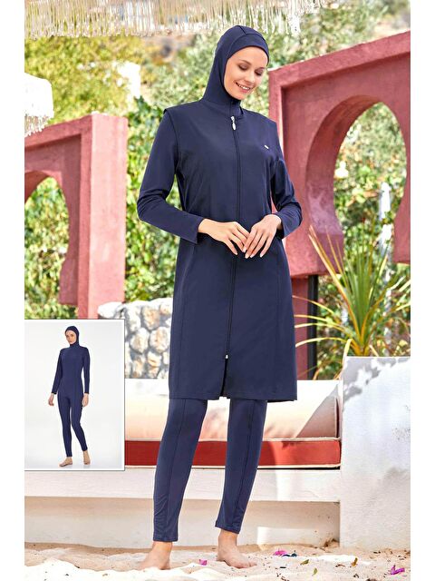 Adasea Tulum Yelek Tam Kapalı Tesettür Mayo Mayte 2185 Koyu Lacivert - S000173047-29672