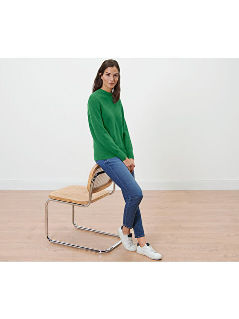 Tchibo Kadın İnce Örgülü Kazak, Viskoz, Yeşil - S000486065-18194