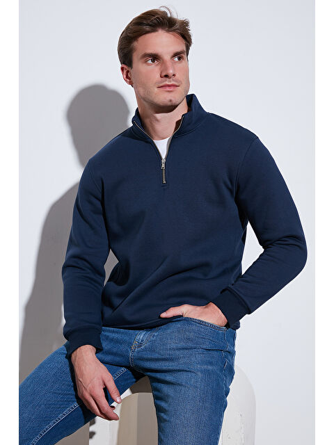 Buratti Pamuklu Regular Fit Yarım Fermuarlı Dik Yaka Erkek Sweat 59052592 - S000297111-29672