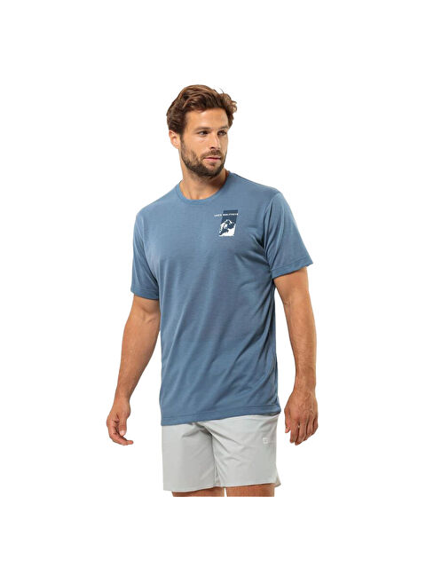 Jack Wolfskin Vonnan S/s Graphic T Erkek Mavi Tişört