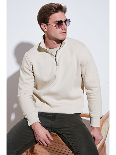 Buratti Pamuklu Regular Fit Yarım Fermuarlı Dik Yaka Erkek Sweat 59052592 - S000297111-29738