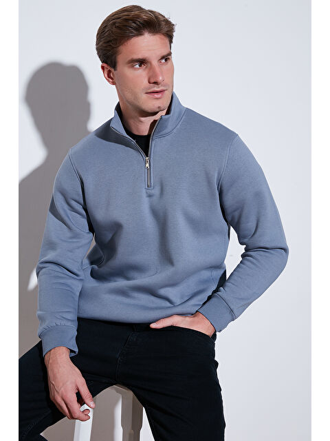 Buratti Pamuklu Regular Fit Yarım Fermuarlı Dik Yaka Erkek Sweat 59052592 - S000297111-20600