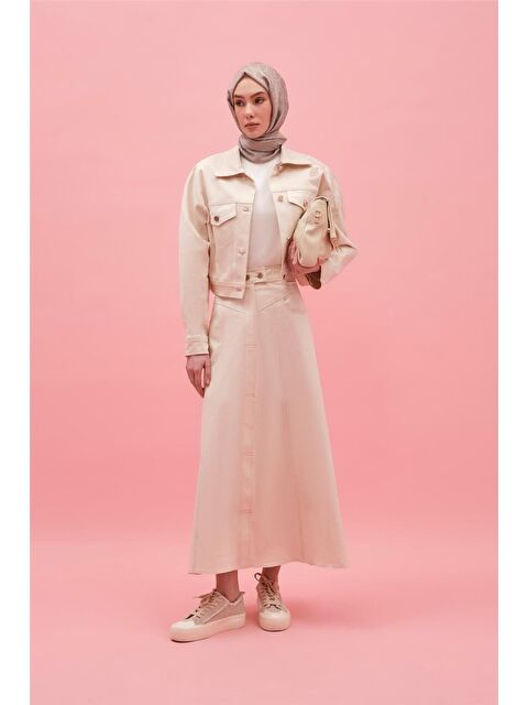 ARMİNE Kulplu Ham Denim Etek 25Y1827 Naturel - S000353649-19928