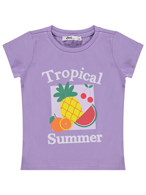Civil Girls Tropical Baskılı 2-5 Yaş Tişört - Lila