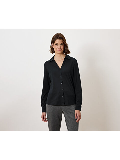Tchibo Kadın Bluz, Uzun Kol, Düğmeli, Siyah - S000486067-19351
