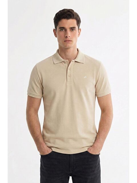 Sabri Özel Kum Standart Fit %100 Pamuklu Polo Yaka Erkek Tişört - S000525357-29738