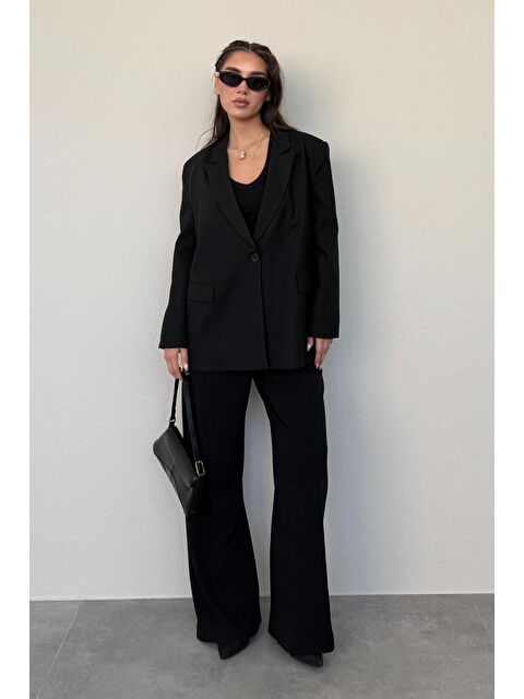 Madmext Siyah Oversize Blazer Kadın Ceket Mg2445 - S000436116-19351