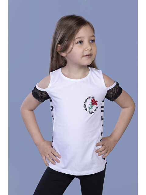 Toontoykids Kız Çocuk Göğsü Nakışlı Tişört - S000255355-20063