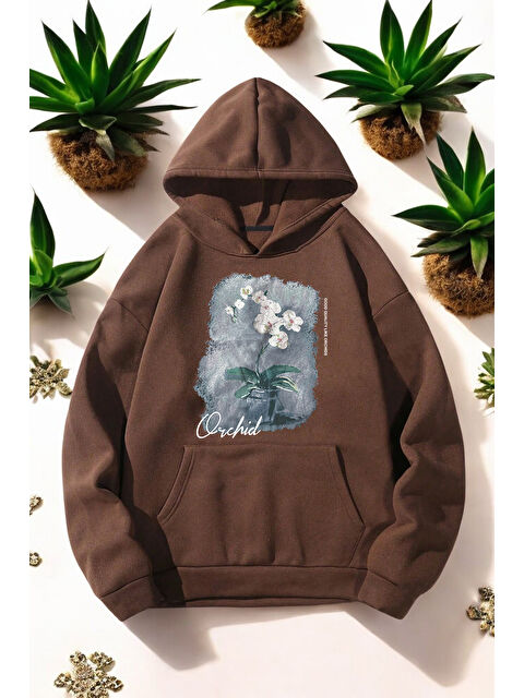 uyguntarz Orkide Tuval Baskılı Unisex Oversize Sweatshirt - S000265366-17365