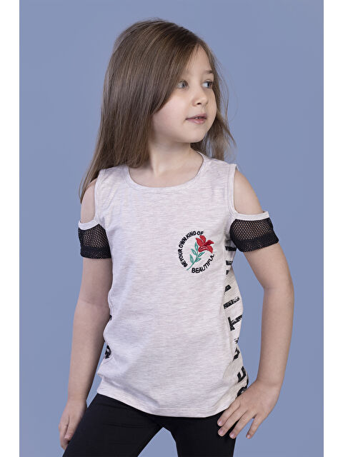 Toontoykids Kız Çocuk Göğsü Nakışlı Tişört - S000255355-1358