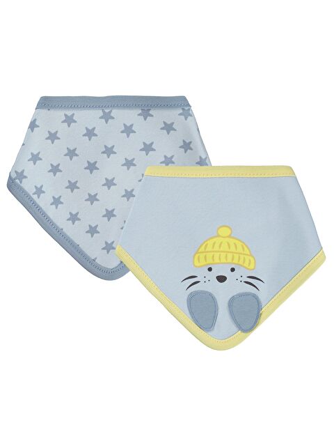 Civil Baby Yıldız Baskılı 2 li Mama Önlüğü - Mavi