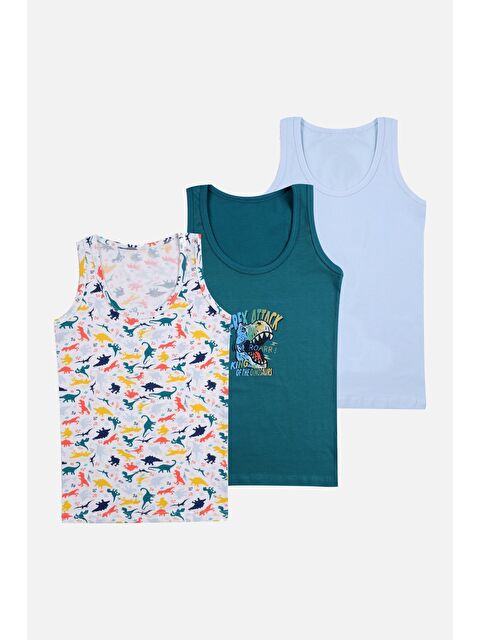 Koza İç Giyim Erkek Çocuk 3 lü Dinozor Desenli Atlet - S000310736-5205