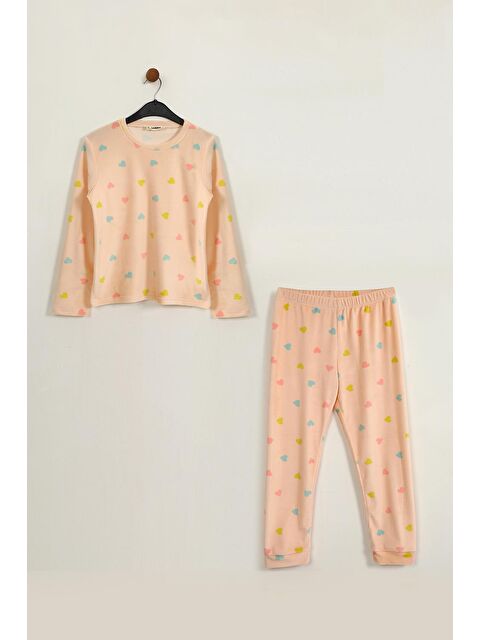 Luess Kız Çocuk Termal Soft Pembe Kalpli Pijama Takımı (2-3 yaş 7-8 Yaş) - S000302584-20024