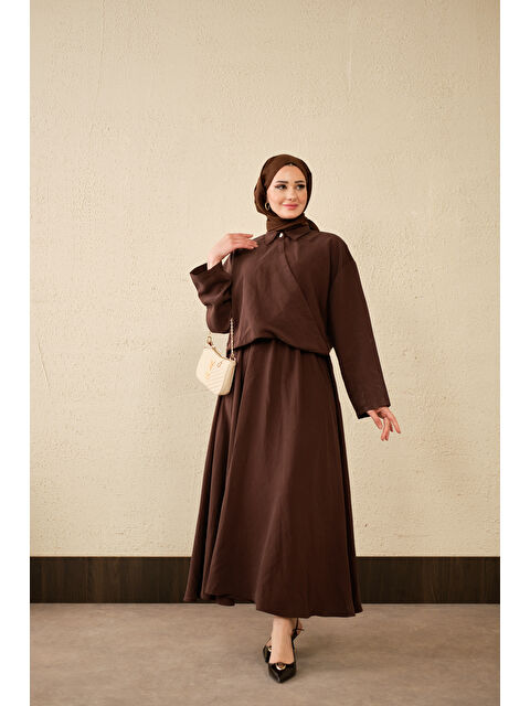 Locco Moda Kadın Breeze Gömlekli Elbise Kahverengi