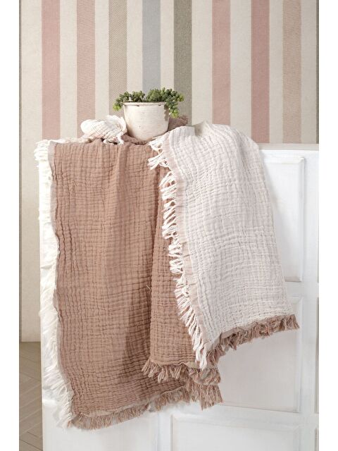 Varol 5 Katlı %100 Pamuk Müslin Bebek Battaniyesi KAHVE/150X150CM - S000388743-19413