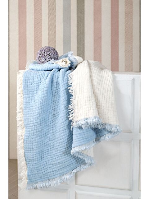 Varol 5 Katlı %100 Pamuk Müslin Bebek Battaniyesi A.MAVI/150X150CM - S000388739-17437