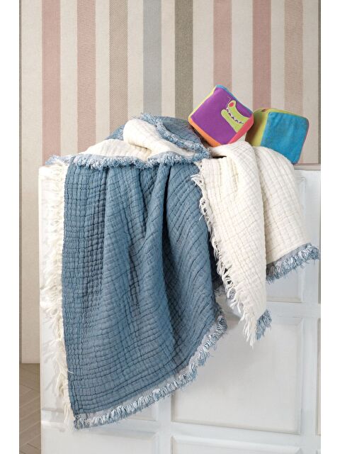 Varol 5 Katlı %100 Pamuk Müslin Bebek Battaniyesi MAVI/150X150CM - S000388740-17234