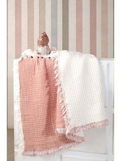 Varol 5 Katlı %100 Pamuk Müslin Bebek Battaniyesi SOMON/150X150CM - S000388742-24085