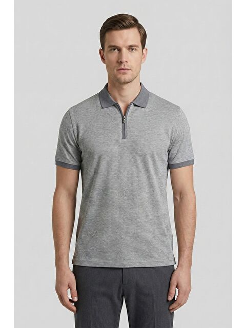 Sabri Özel Giotelli Gri Melanj %100 Pamuk Erkek T-Shirt - S000525366-74