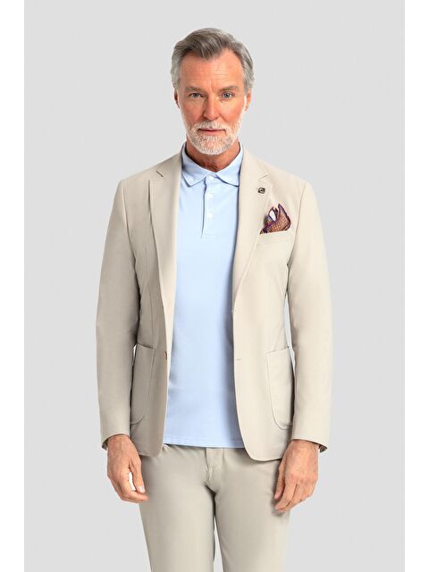 Sabri Özel Pamuk Karışımlı Mono Yaka Erkek Takım Elbise Bej - S000490689-19928