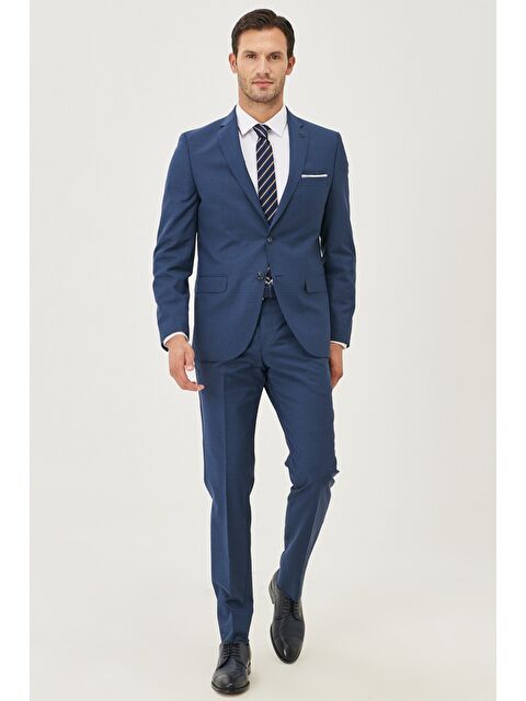Altınyıldız Classics Erkek İndigo Slim Fit Desenli Takım Elbise - S000407242-23093